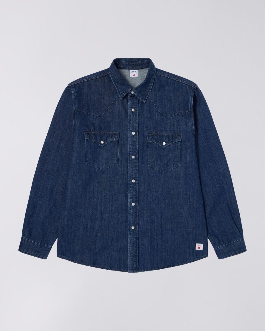 Western Shirt - Bleu - foncé usé