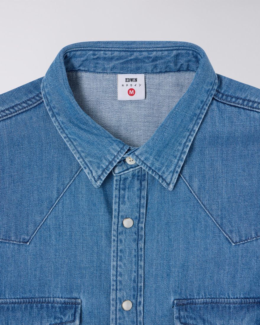 Western Shirt - Bleu - Usé Clair