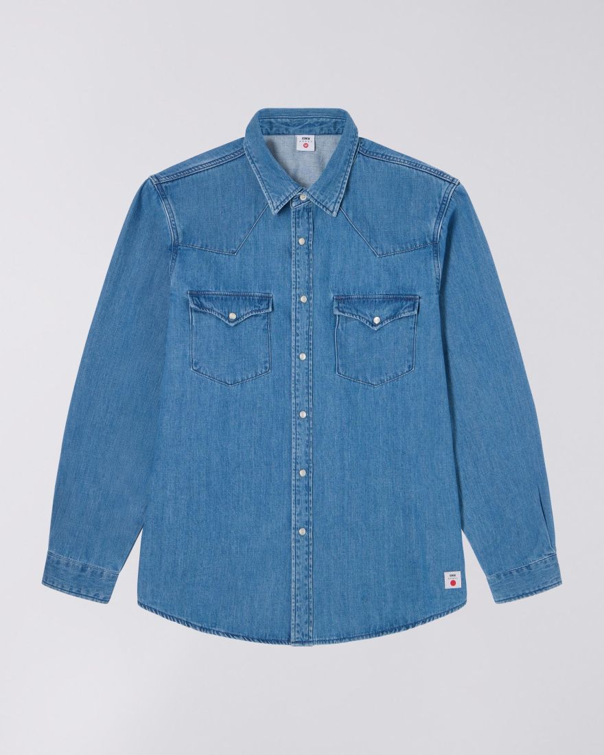 Western Shirt - Bleu - Usé Clair