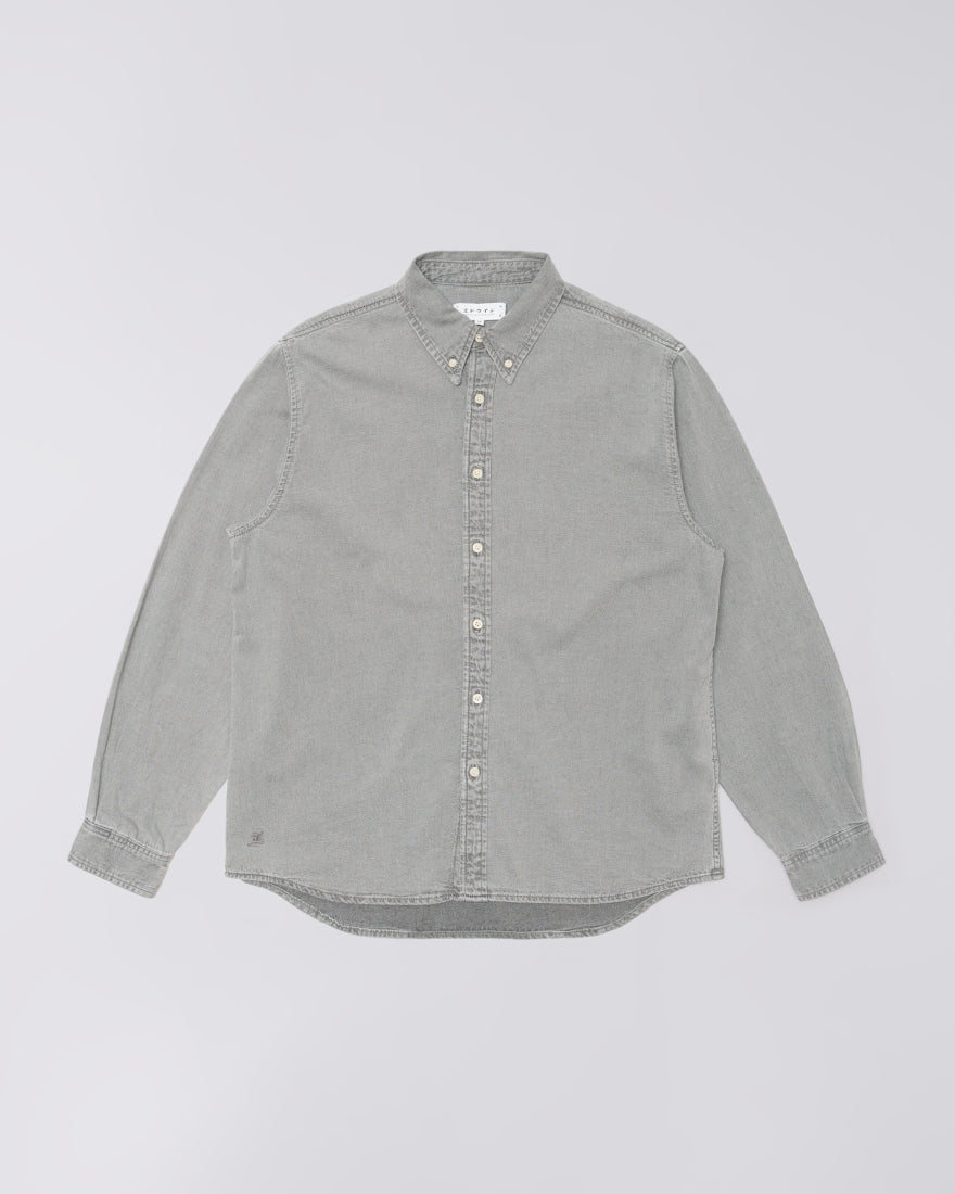 Chemise Arlo Shirt LS Edwin denim noir heavy bleach wash - vue de face