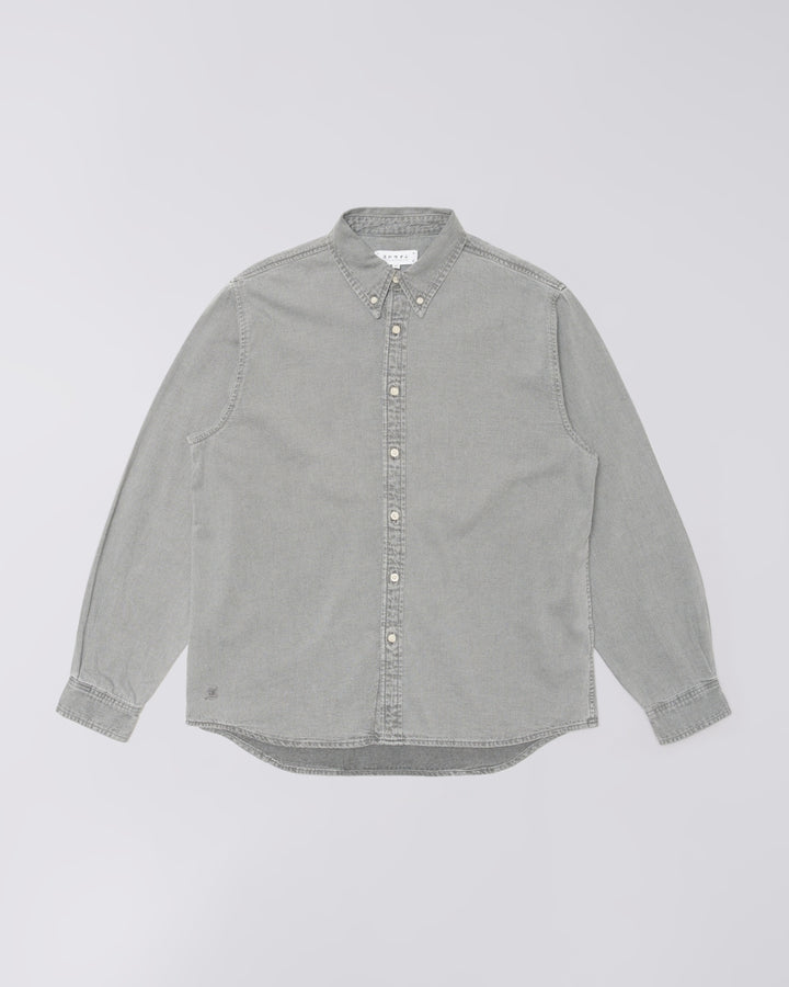 Chemise Arlo Shirt LS Edwin denim noir heavy bleach wash - vue de face