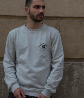 Crew-neck Gris-Chiné avec broderie logo « ATLETICO »