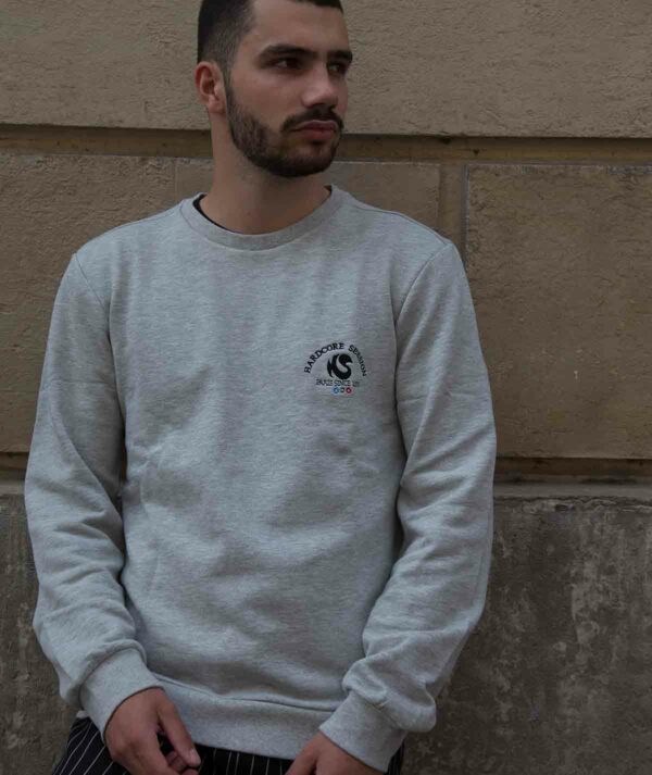 Crew-neck Gris-Chiné avec broderie logo "ATLETICO"