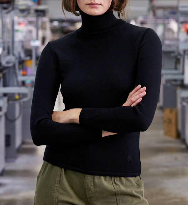 DIVETTE NOIR - Pull col roulé extra fin