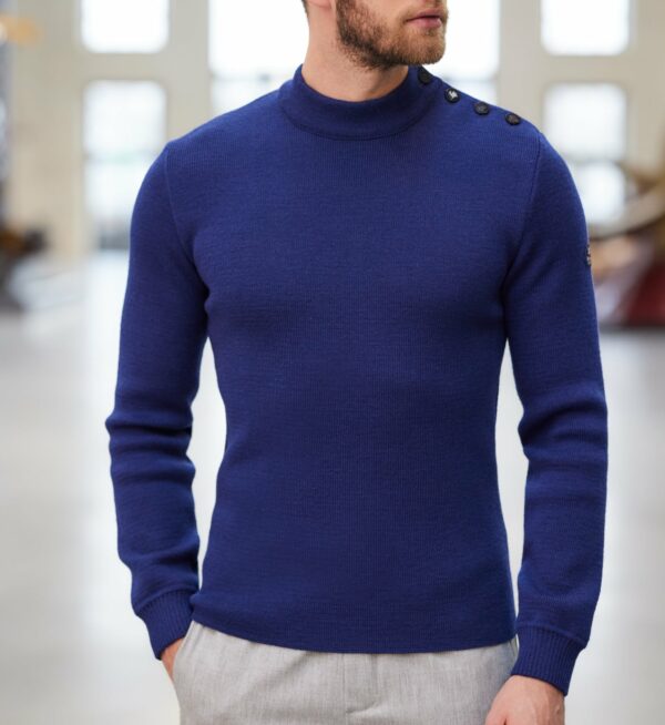 Pull Homme - ADRIAN - Outremer - Pull marin uni 100% laine vierge