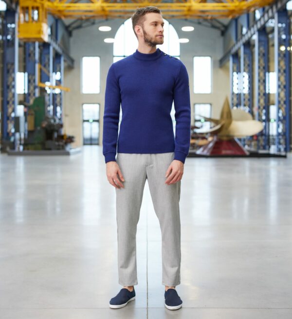 Pull Homme - ADRIAN - Outremer - Pull marin uni 100% laine vierge – Image 3