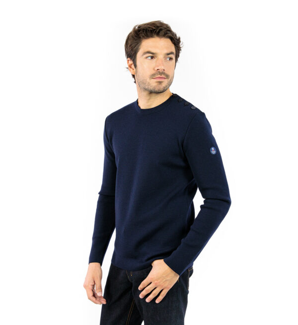 KLASEL UH1 Pull homme marin uni BLEU MARINE