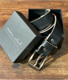 Ceinture en cuir OSCAR noir-taupe – Monsieur Charli