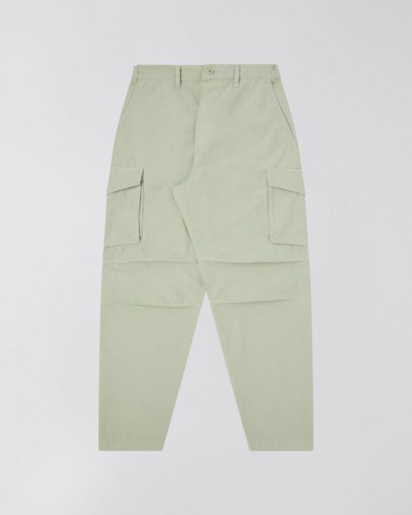 The EDWIN Sentinel Pant is a relaxed fit pant inspired by its predecessors, the Sentinel Pant and the Squad Pant, adopting the same style and fit. Large side pockets remain with the subtle addition of an elasticated back section creating a clean yet comfortable look. The Pant is made from a 210g/m² Rip Stop Fabric. 210g/m² Rip Stop 100% Cotton Relaxed Fit Buttons Fly Waist elasticated at back Front, side and back Pockets EDWIN Woven label above back pocket
